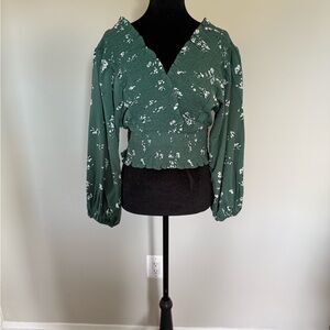 Abercrombie & Fitch Green Floral Blouse